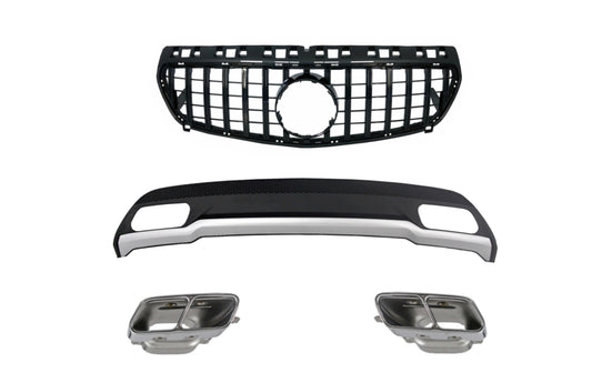 Diffusor Auspuff Tipps für Mercedes W176 2012-08/2015 Sport Pack Kühlergril Schwarz CarPartsTuning