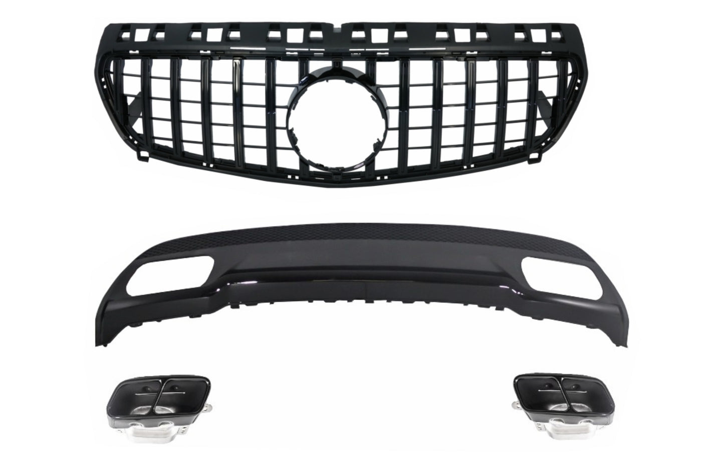 Auspuffspitzen für Mercedes A-Klasse W176 12+  Kühlergrill GT-R Sport Schwarz CarPartsTuning