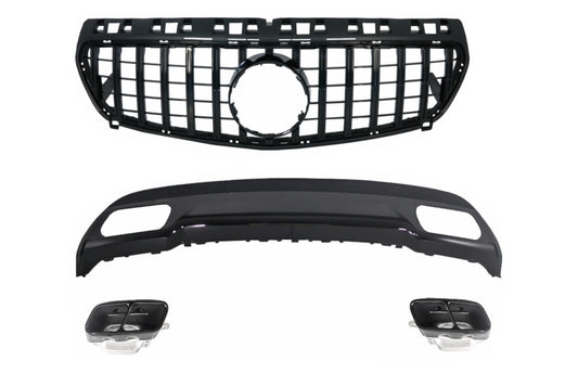Auspuffspitzen für Mercedes A-Klasse W176 12+  Kühlergrill GT-R Sport Schwarz CarPartsTuning