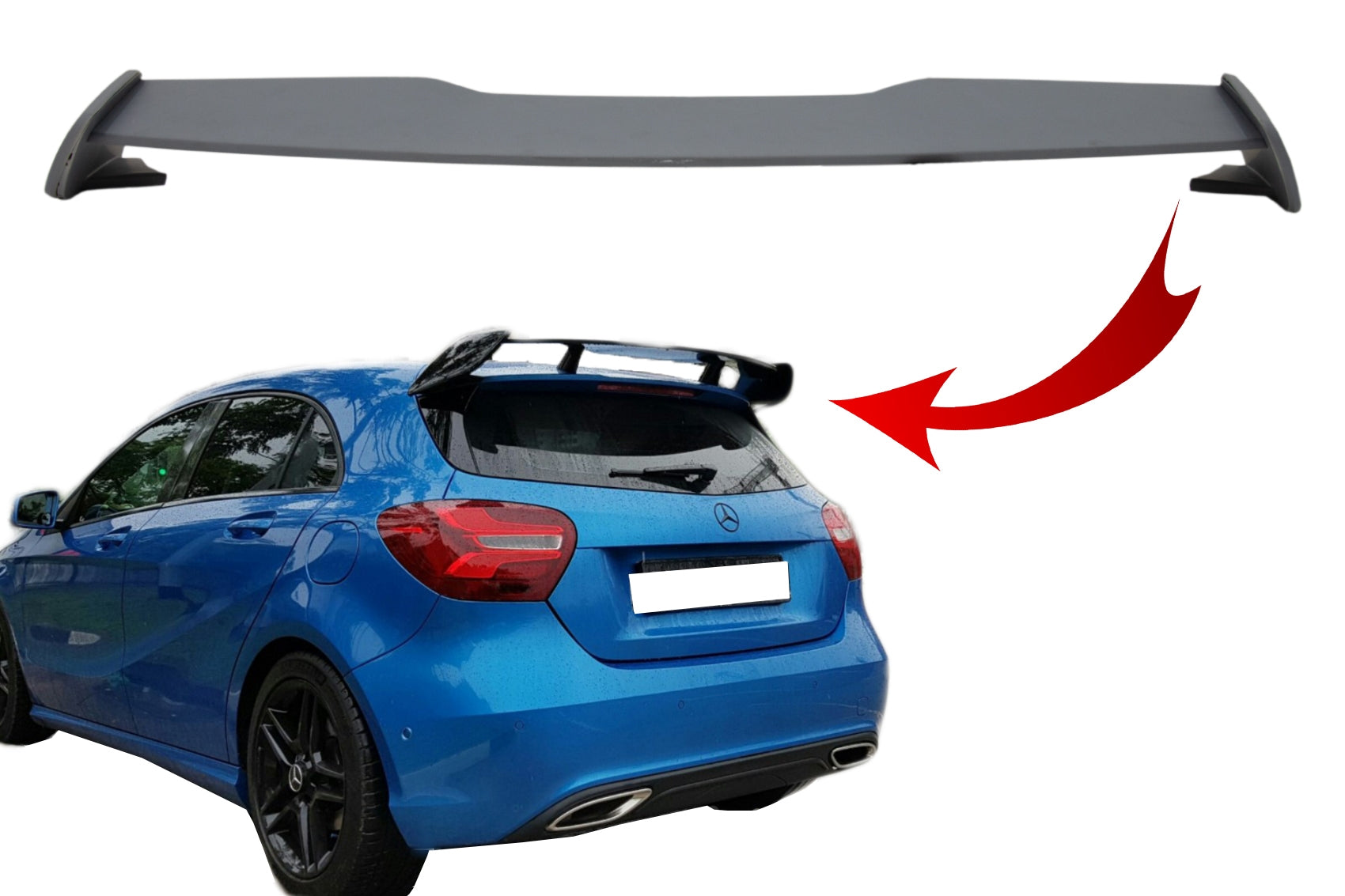 Heckklappenspoiler für Mercedes A-Klasse W176 12-18 A45 Look Grundierung CarPartsTuning