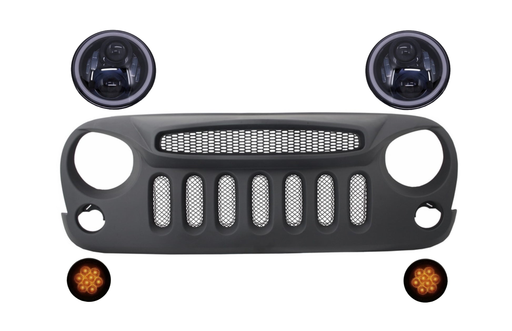 Gitter Specter Mask für Jeep Wrangler Rubicon JK 07-17 Scheinwerfer Signallicht CarPartsTuning