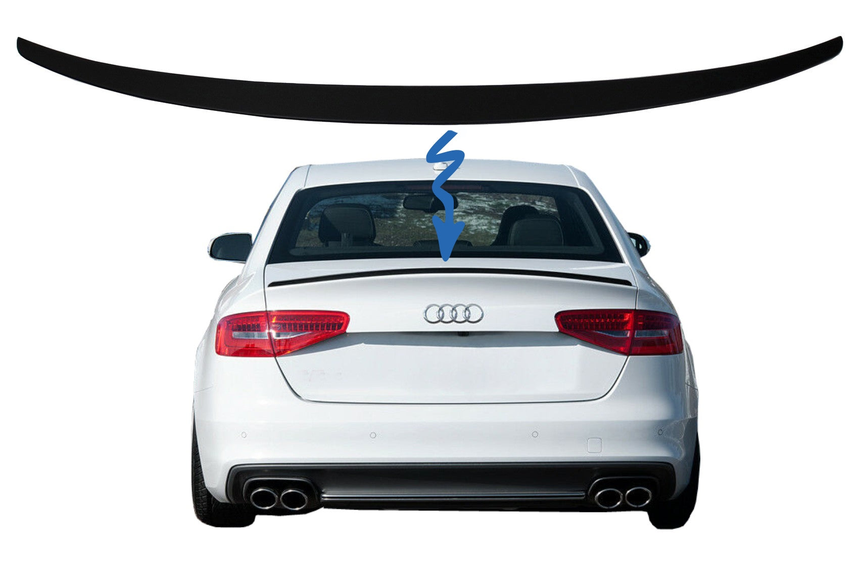 Heckspoiler passend für AUDI A4 B8 Limousine (2008-2015) Mattschwarz KITT