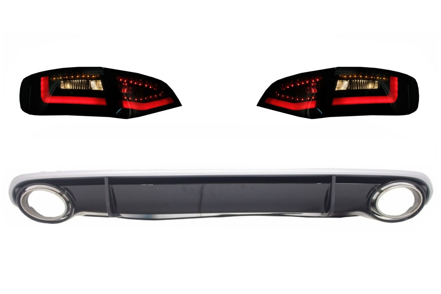 Diffusor Auspuff Rückleuchten für AUDI A4 B8 Limousine Avant Pre Facelift 07-11- CarPartsTuning