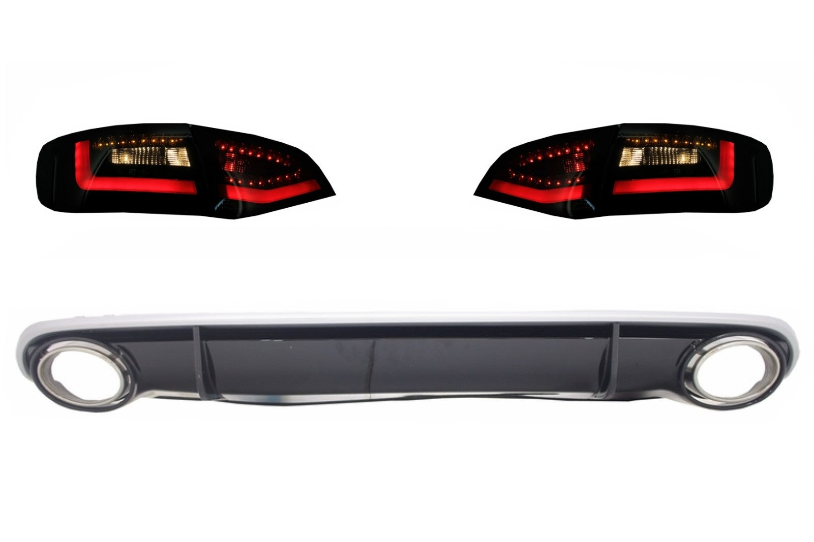 Diffusor Auspuff Rückleuchten für AUDI A4 B8 Limousine Avant Pre Facelift 07-11- CarPartsTuning
