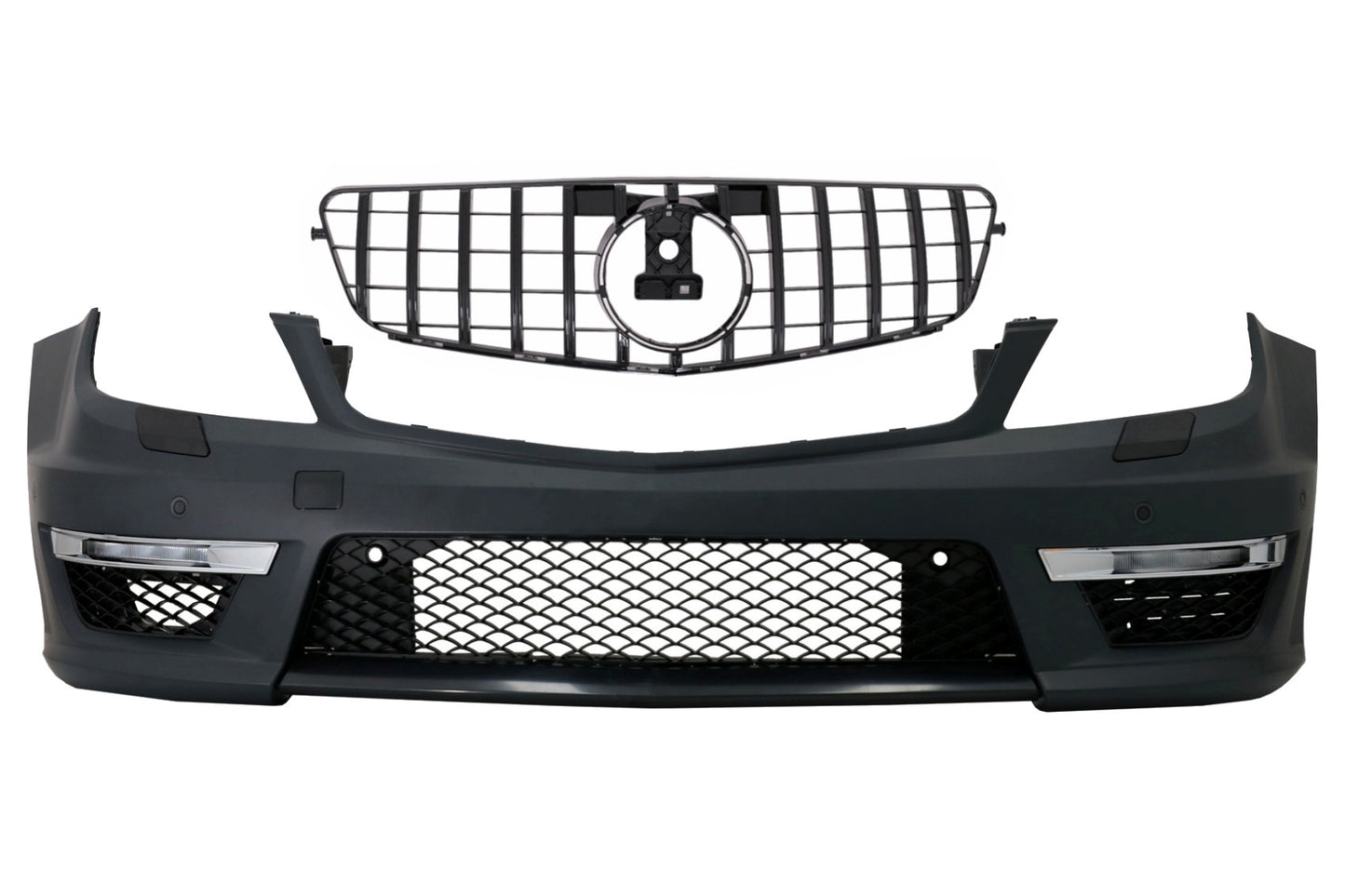 Stoßstange für Mercedes C-Klasse W204 12+ C63 Facelift Kühlergrill GT-R Schwarz CarPartsTuning
