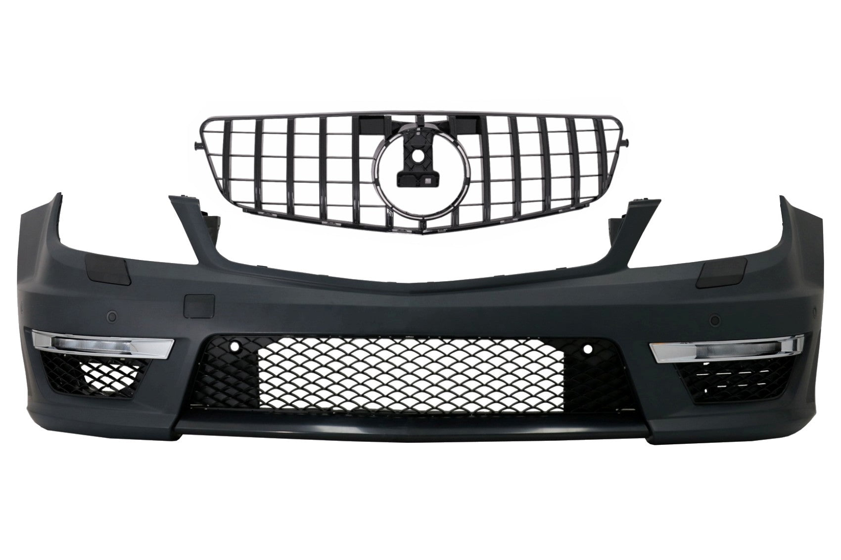 Stoßstange für Mercedes C-Klasse W204 12+ C63 Facelift Kühlergrill GT-R Schwarz CarPartsTuning