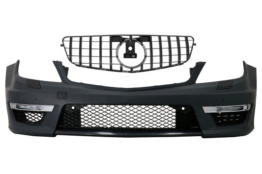 Stoßstange für Mercedes C-Klasse W204 12+ C63 Facelift Kühlergrill GT-R Schwarz CarPartsTuning