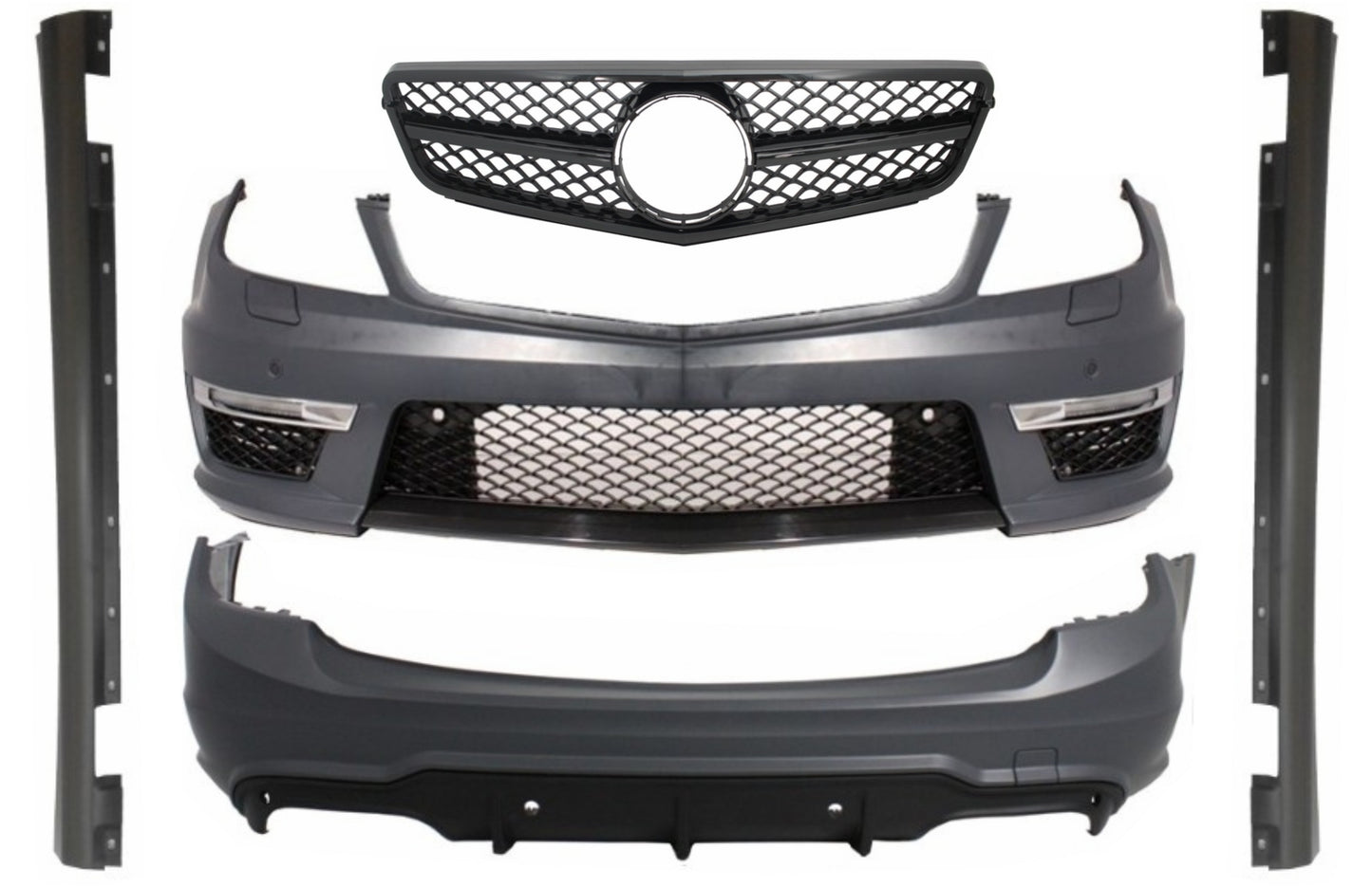 BodyKit für Mercedes W204 Facelift C63 S204 Kombi Stoßstange Grill Sport Schwarz CarPartsTuning