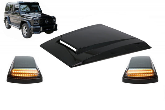 Haubenhaube für Mercedes W463 G 1989-2017 Obsidian Schwarz LED Lichter dynamisch CarPartsTuning
