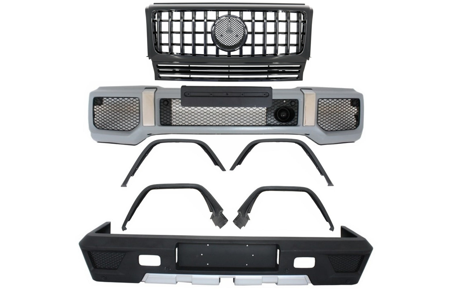 Bodykit für Mercedes G W463 1989-2017 G63 G65 Look Radkästen Gitter Glänzend schwarz CarPartsTuning