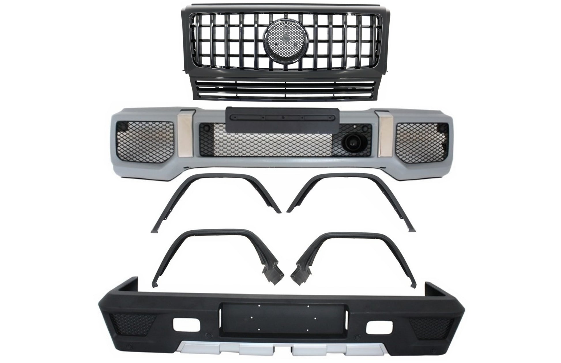 Bodykit für Mercedes G W463 1989-2017 G63 G65 Look Radkästen Gitter Glänzend schwarz CarPartsTuning