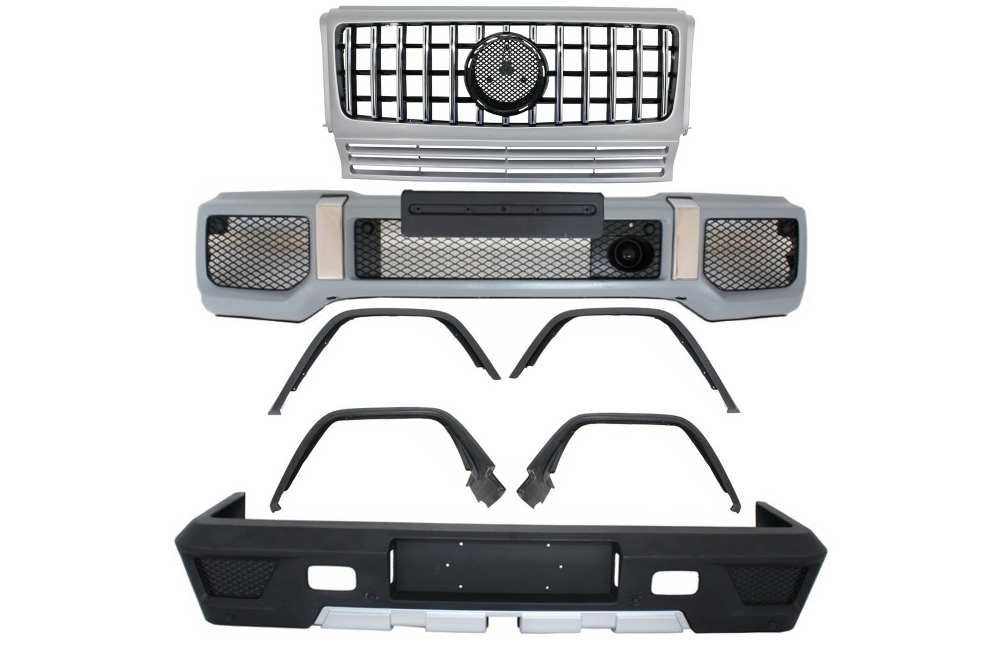 BodyKit für MERCEDES G W463 89-17 G63/65 Stoßstange Kotflügel Kühlergrill Silber CarPartsTuning