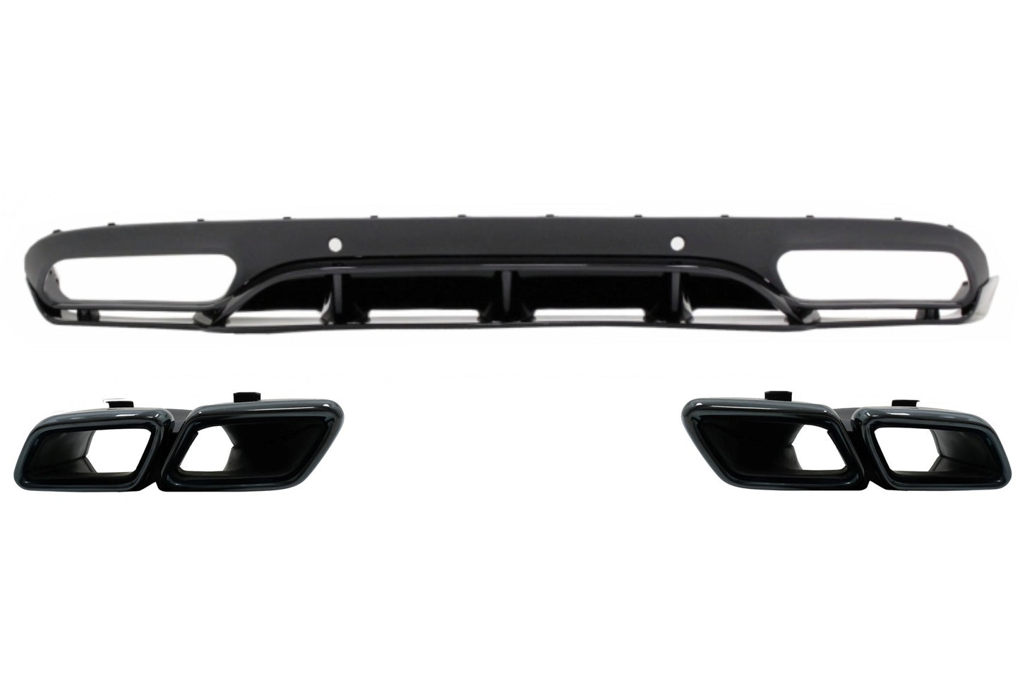 Diffusor Auspuff Schalldämpfer für Mercedes C-Klasse C205 A205 2014-2019 C63 Look Schwarz CarPartsTuning