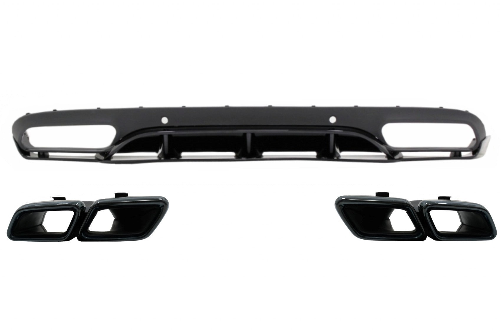 Diffusor Auspuff Schalldämpfer für Mercedes C-Klasse C205 A205 2014-2019 C63 Look Schwarz CarPartsTuning