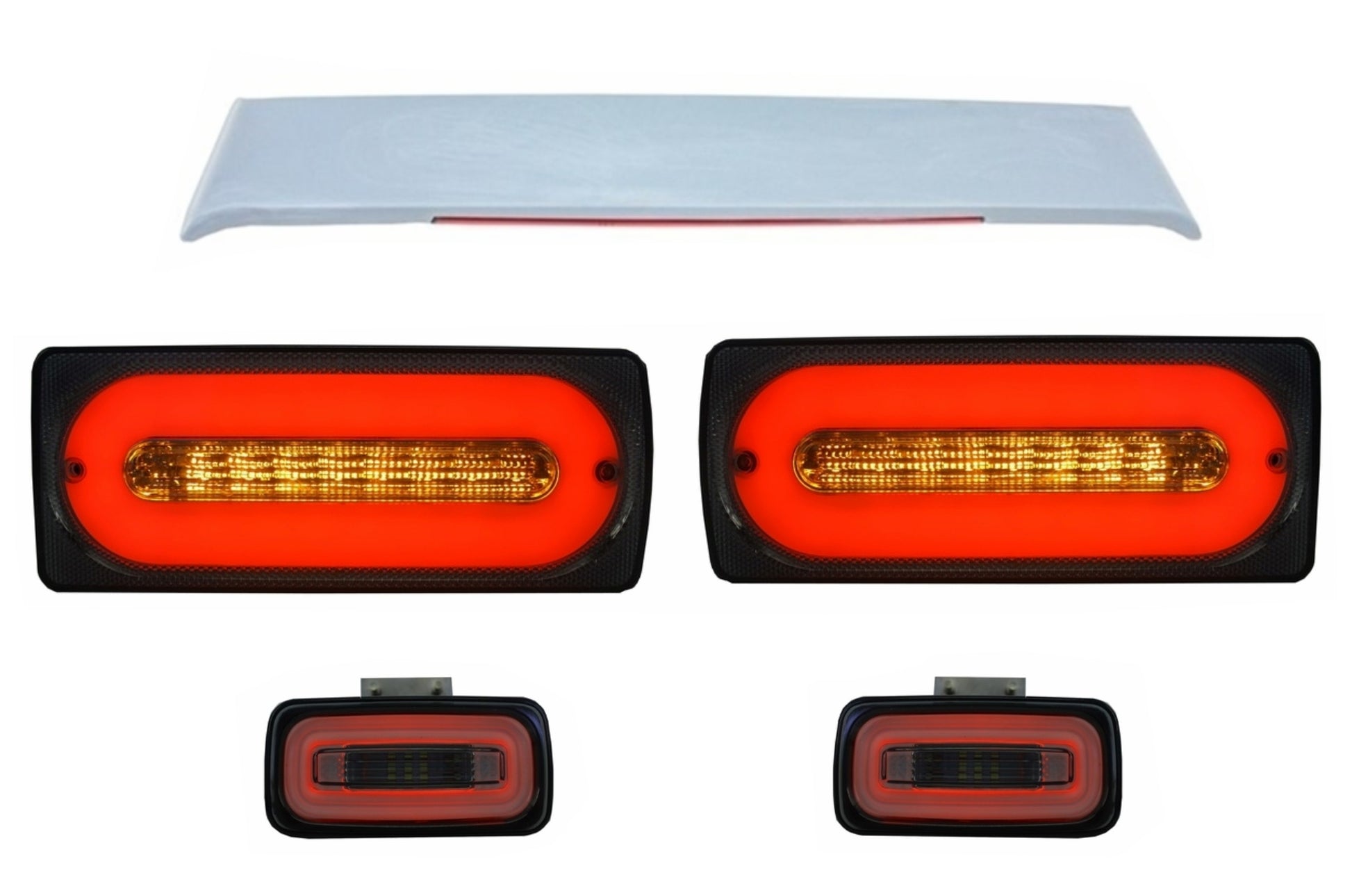 Led Rückleuchten Lichtleiste mit Heckstoßstange Nebelscheinwerfer und Dachspoiler passend für MERCEDES Benz G-Klasse W463 (1989-2015) KITT