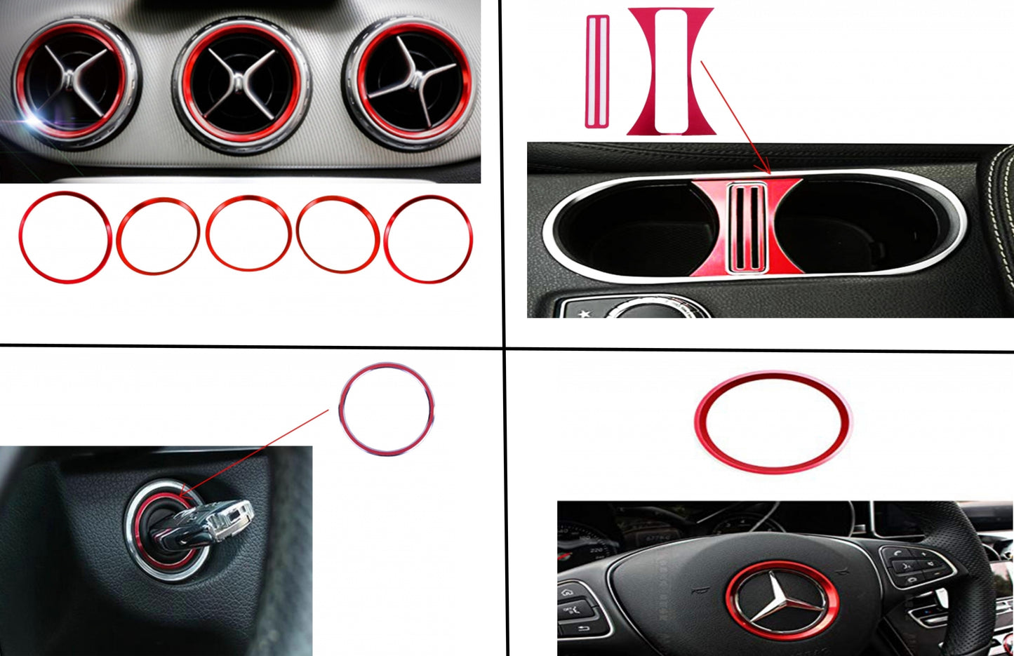 Rahmen Drink Rot für Mercedes W176 W246 C117 X156 Ring Rahmen Radring CarPartsTuning