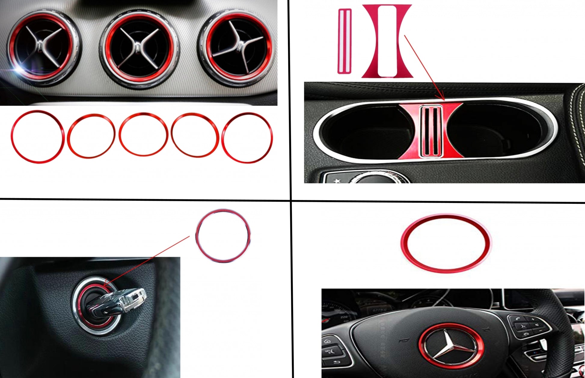 Rahmen Drink Rot für Mercedes W176 W246 C117 X156 Ring Rahmen Radring CarPartsTuning