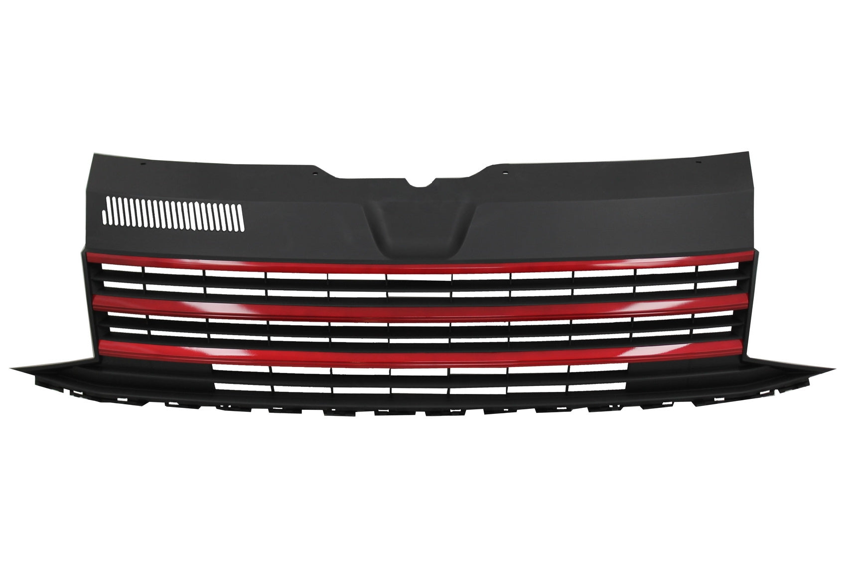 Kühlergrill ohne Emblem für VW T6 Bus Transporter 2015-2019 Schwarz mit Rot CarPartsTuning