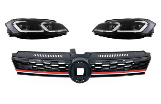 Zentralgitter für VW Golf 7.5 VII Facelift 17+ LED Scheinwerfer Dynamic GTI Look CarPartsTuning