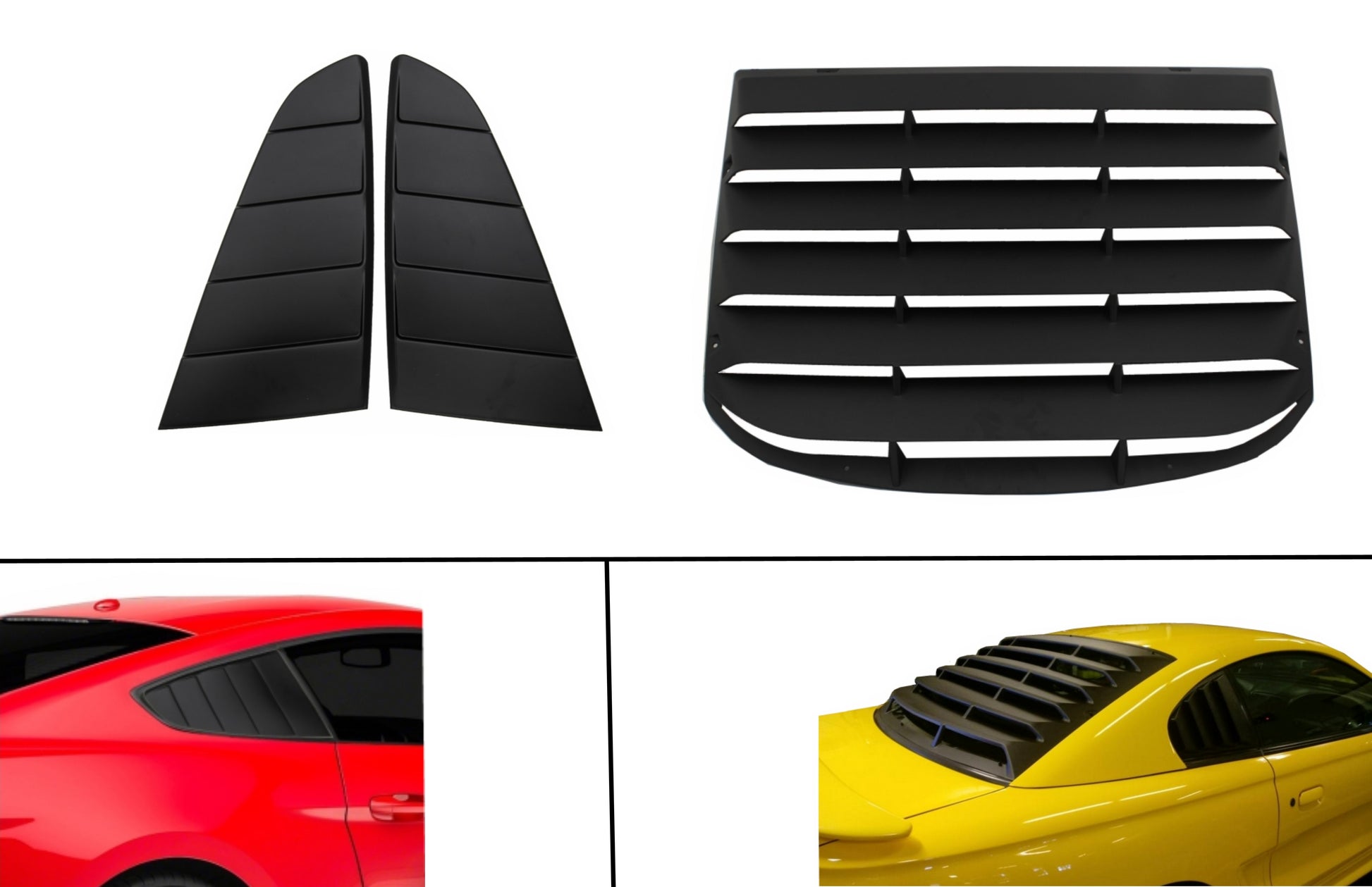 Classic Quarter Seitenscheibe für Ford Mustang Mk6 VI 15-19 Heckklappen Schwarz CarPartsTuning
