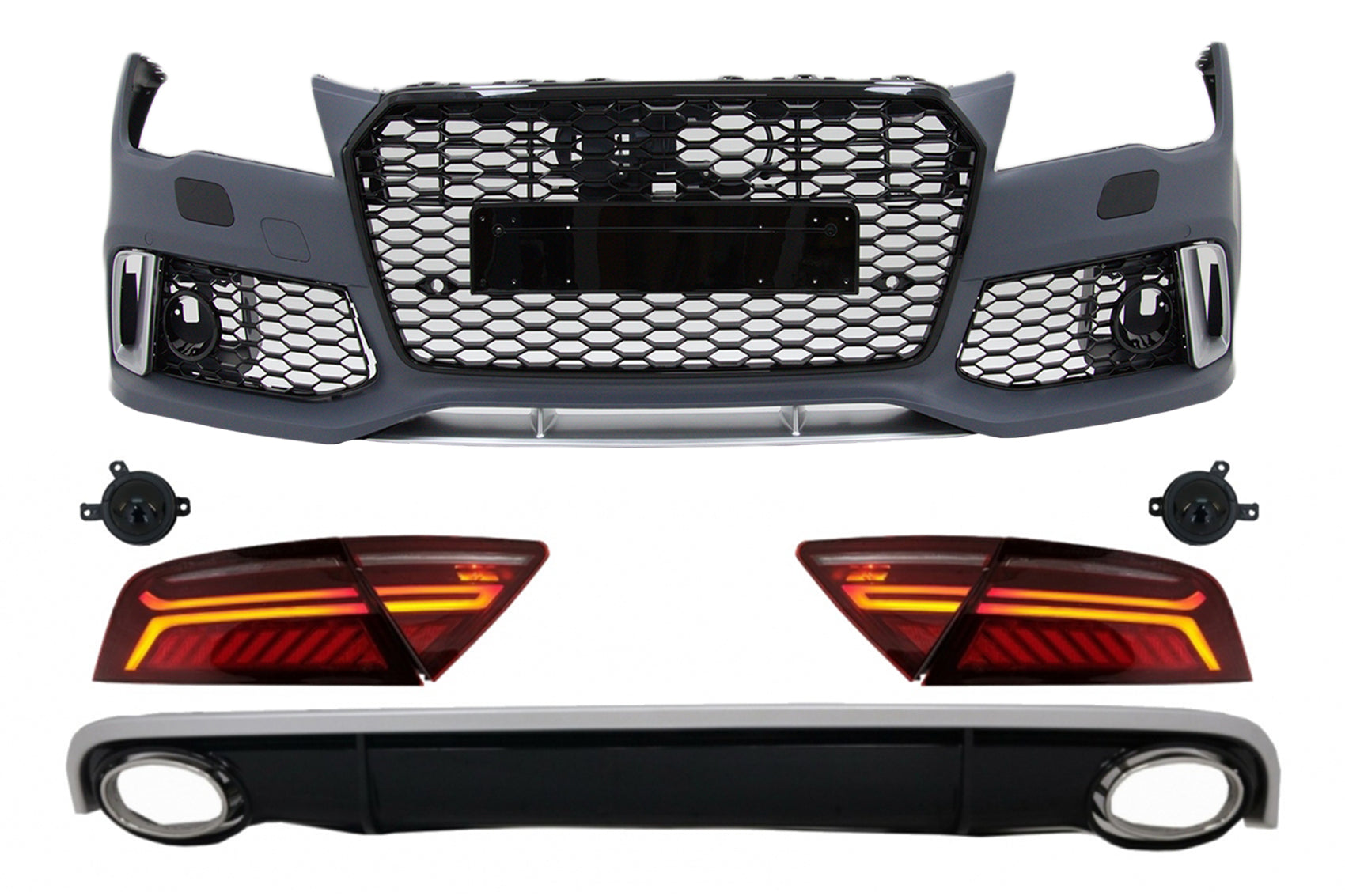 Stoßstange Diffusor Auspuff Tipps Rückleuchten für AUDI A7 4G 2010-2014 RS7 Look CarPartsTuning