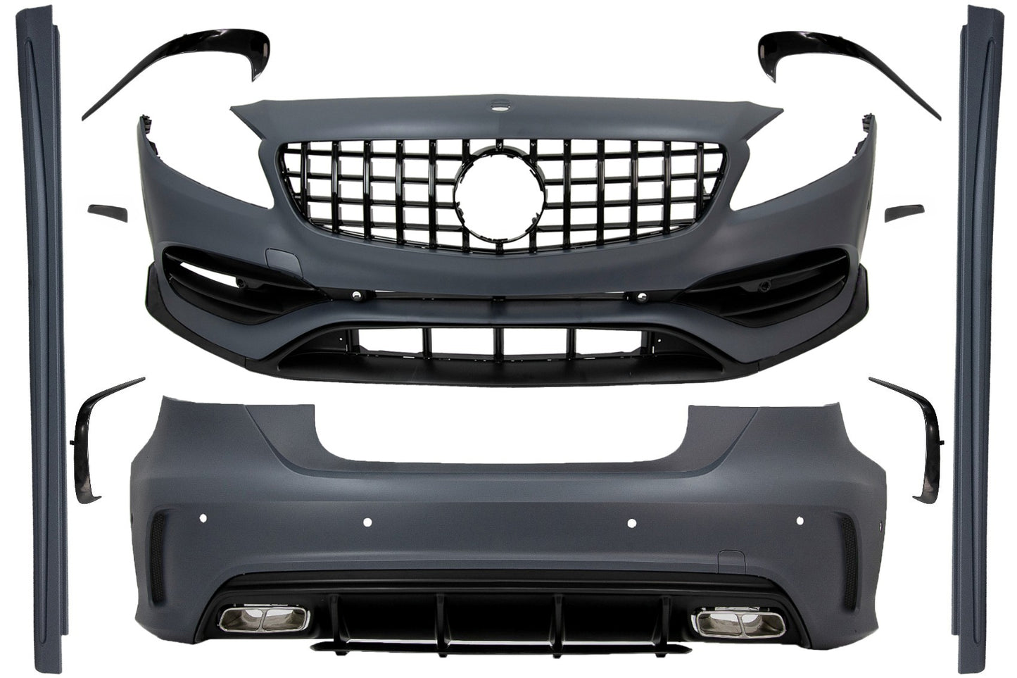 BodyKit für Mercedes A W176 12-18 A45 Look Stoßstange Endrohe Kühlergrill CarPartsTuning