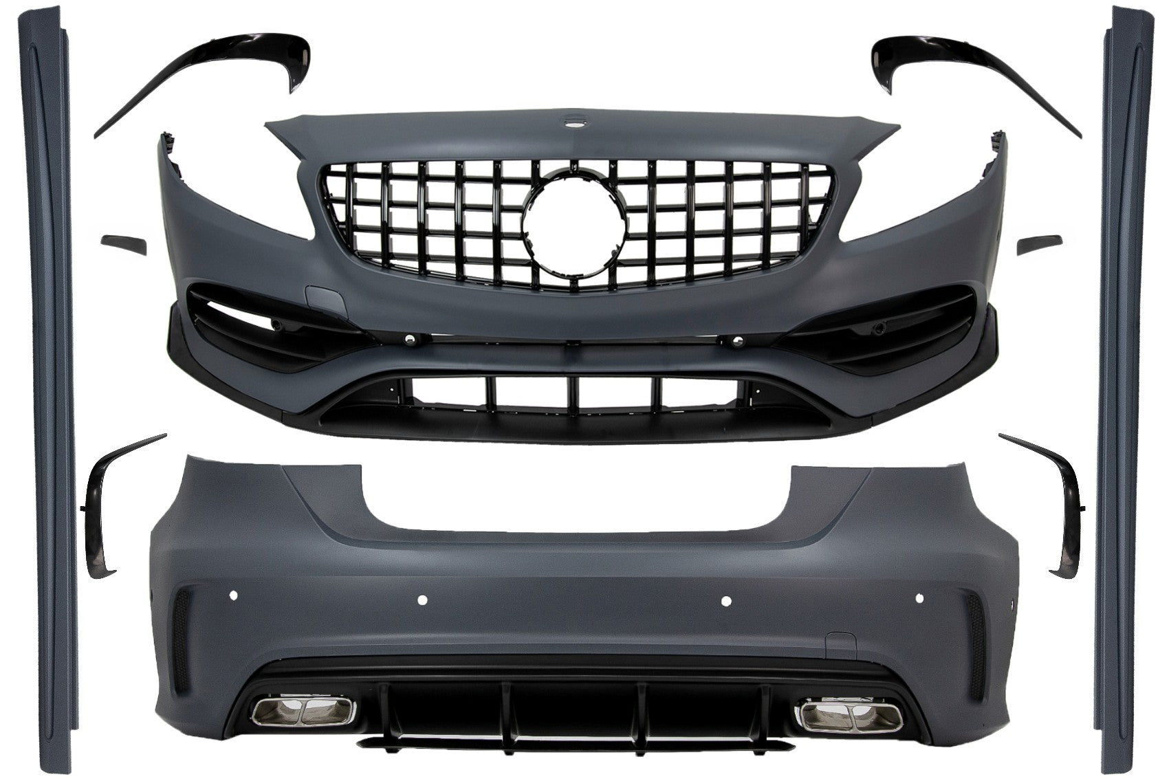 BodyKit für Mercedes A W176 12-18 A45 Look Stoßstange Endrohe Kühlergrill CarPartsTuning