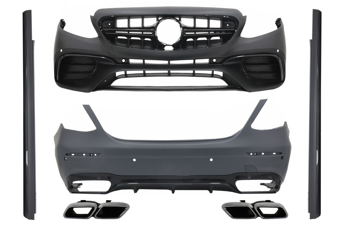 Body Kit für Mercedes E W213 2016-2019 E63 Look Auspuff Schalldämpfer Tipps Chrom CarPartsTuning