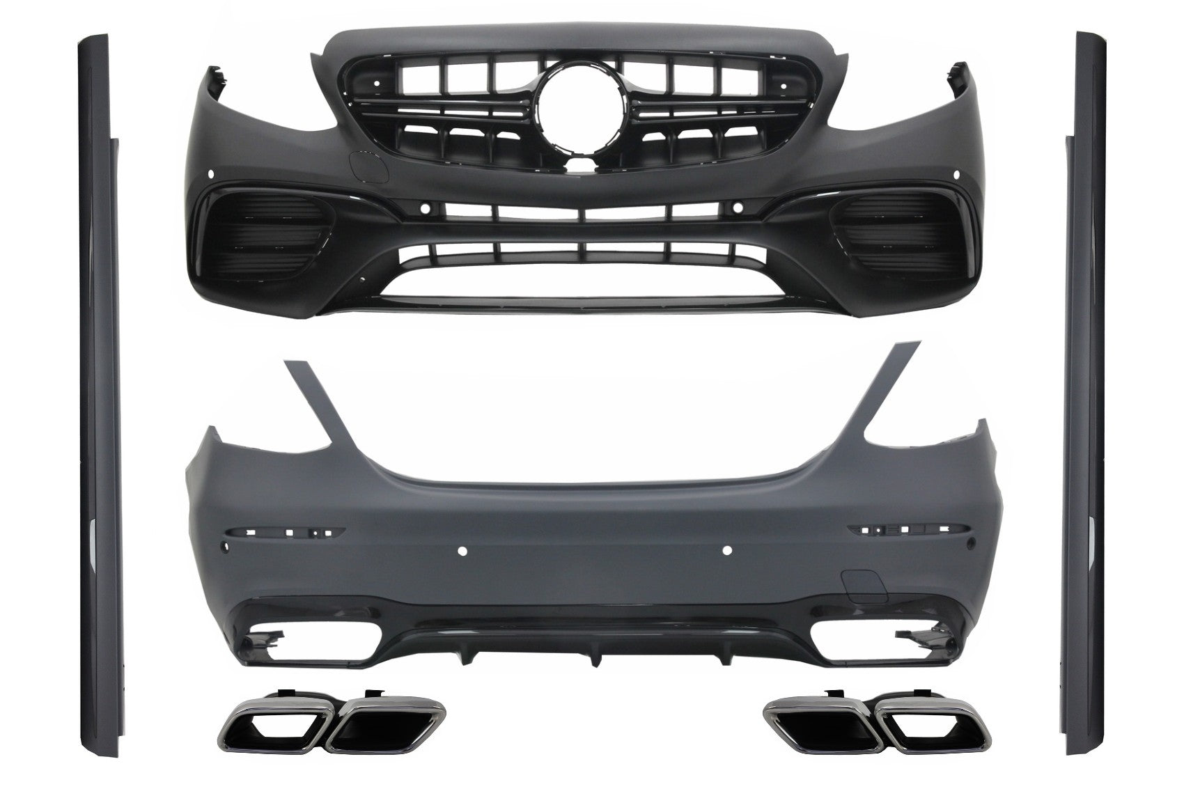 Body Kit für Mercedes E W213 2016-2019 E63 Look Auspuff Schalldämpfer Tipps Chrom CarPartsTuning