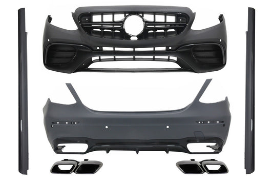 Body Kit für Mercedes E W213 2016-2019 E63 Look Auspuff Schalldämpfer Tipps Chrom CarPartsTuning