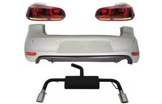 Stoßstange für VW Golf 6 VI 08-12 Auspuff Rücklichter FULL LED Dynamic GTI Look CarPartsTuning