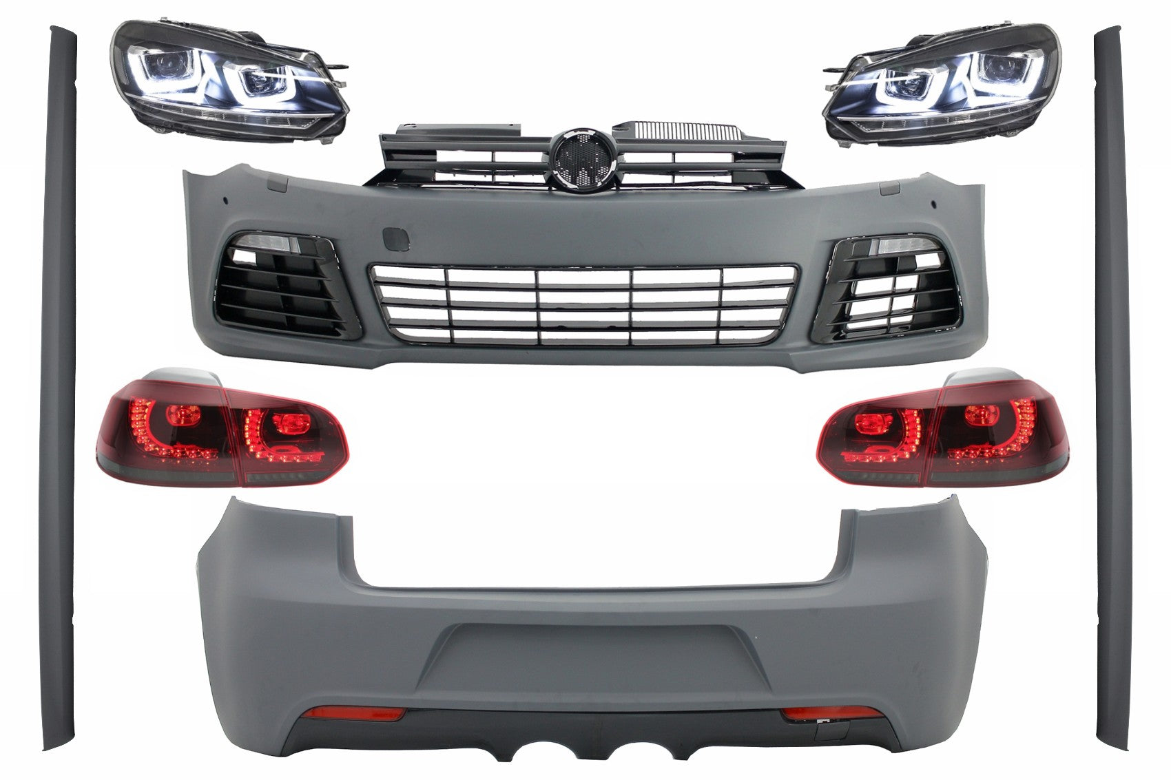Kit für VW Golf MK 6 08-13 R20 Look Scheinwerfer & Rückleuchten Dynamisch RHD CarPartsTuning