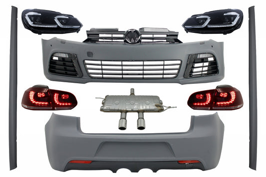 Kit für VW Golf VI MK 6 08-13 R20 Look Scheinwerfer Rückleuchten Auspuff System CarPartsTuning