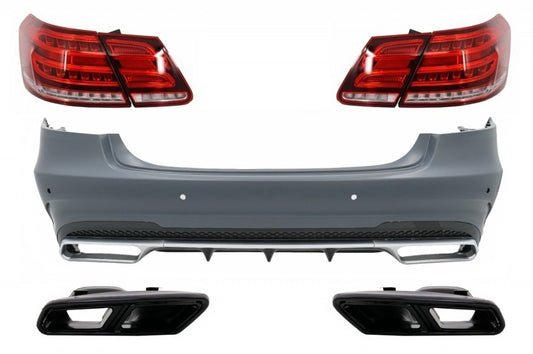 Stoßstange für Mercedes W212 Facelift 09-12 E63 Rücklichter Auspuff schwarz CarPartsTuning