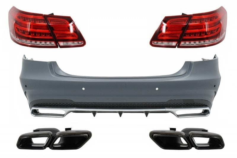 Stoßstange für Mercedes W212 E Facelift 09-12 E63 Rücklichter Auspuff schwarz CarPartsTuning