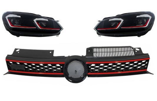 Gitter für VW Golf 6 VI 2008-2012 LED Scheinwerfer Dynamisch Drehen Lichter GTI Look CarPartsTuning