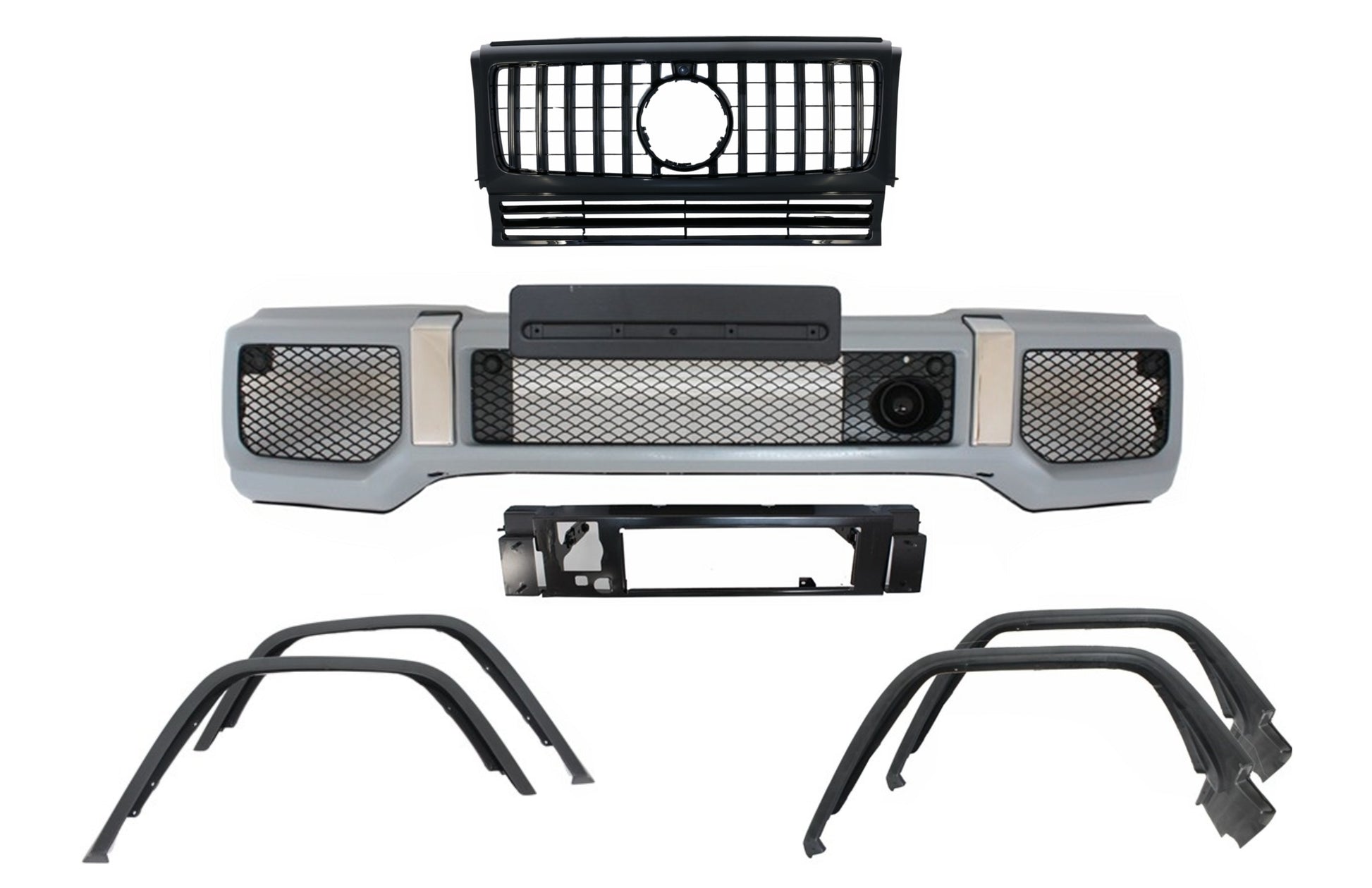 Stoßstange & Gitter für Mercedes G W463 90-14 G65 Look Fender Fackeln Radkästen CarPartsTuning