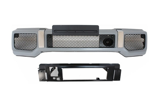 Stoßstange für Mercedes G W463 1990-2014 G65 Look Radkästen Gitter Silber CarPartsTuning