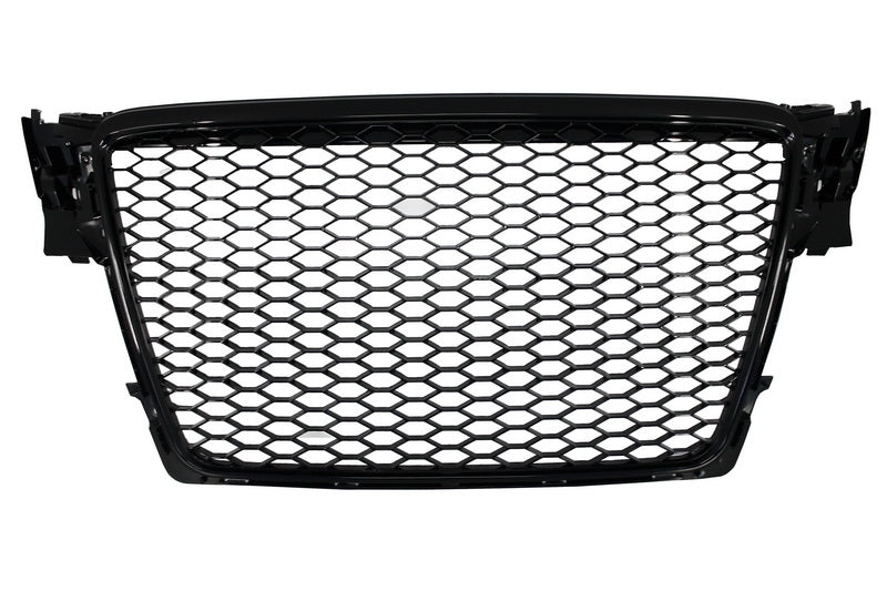 Frontgrill ohne Emblem mit Nebelscheinwerferabdeckungen Seitengitter passend für Audi A4 B8 8K (2007-2012) RS Design Piano Black KITT