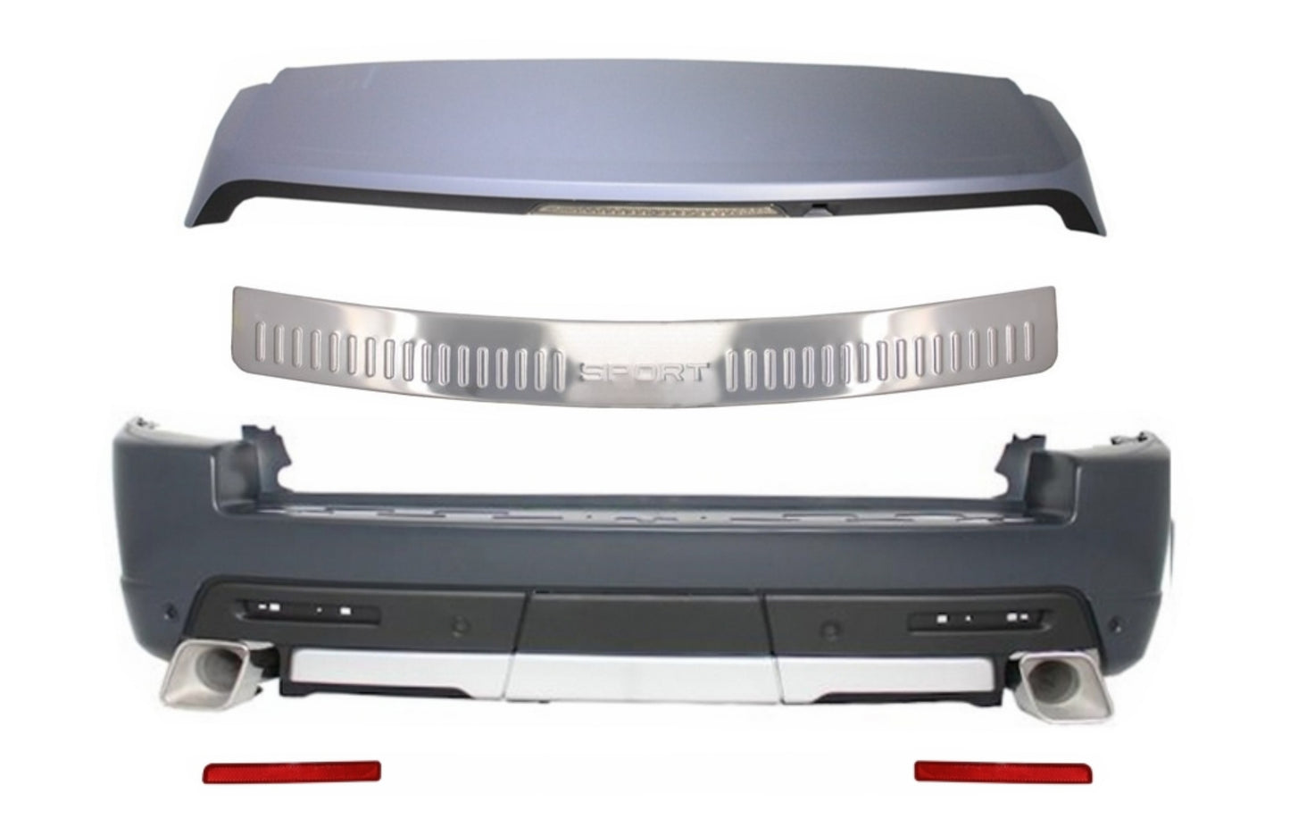 Heckstoßstange Mit Fußplatte Aus Aluminium Und Dachspoiler Passend Für Land Rover Range Rover Sport (2005-2009) L320 Autobiography Design KITT