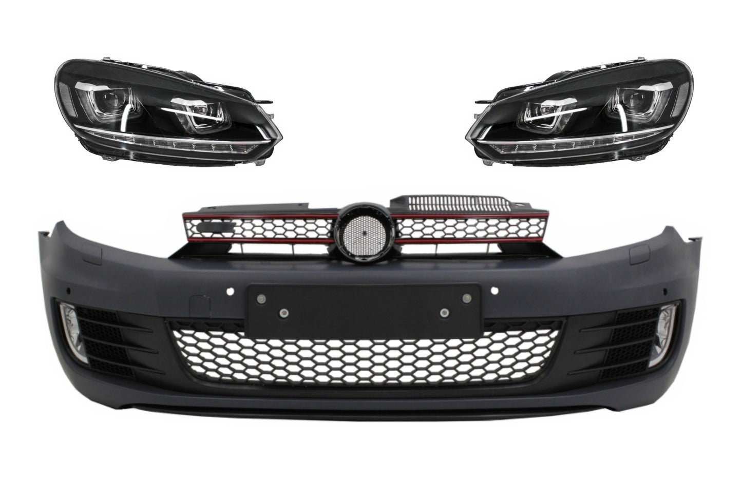 Stoßstange für VW Golf VI 6 08-13 GTI Look Scheinwerfer LED Fließend Licht Chrom CarPartsTuning