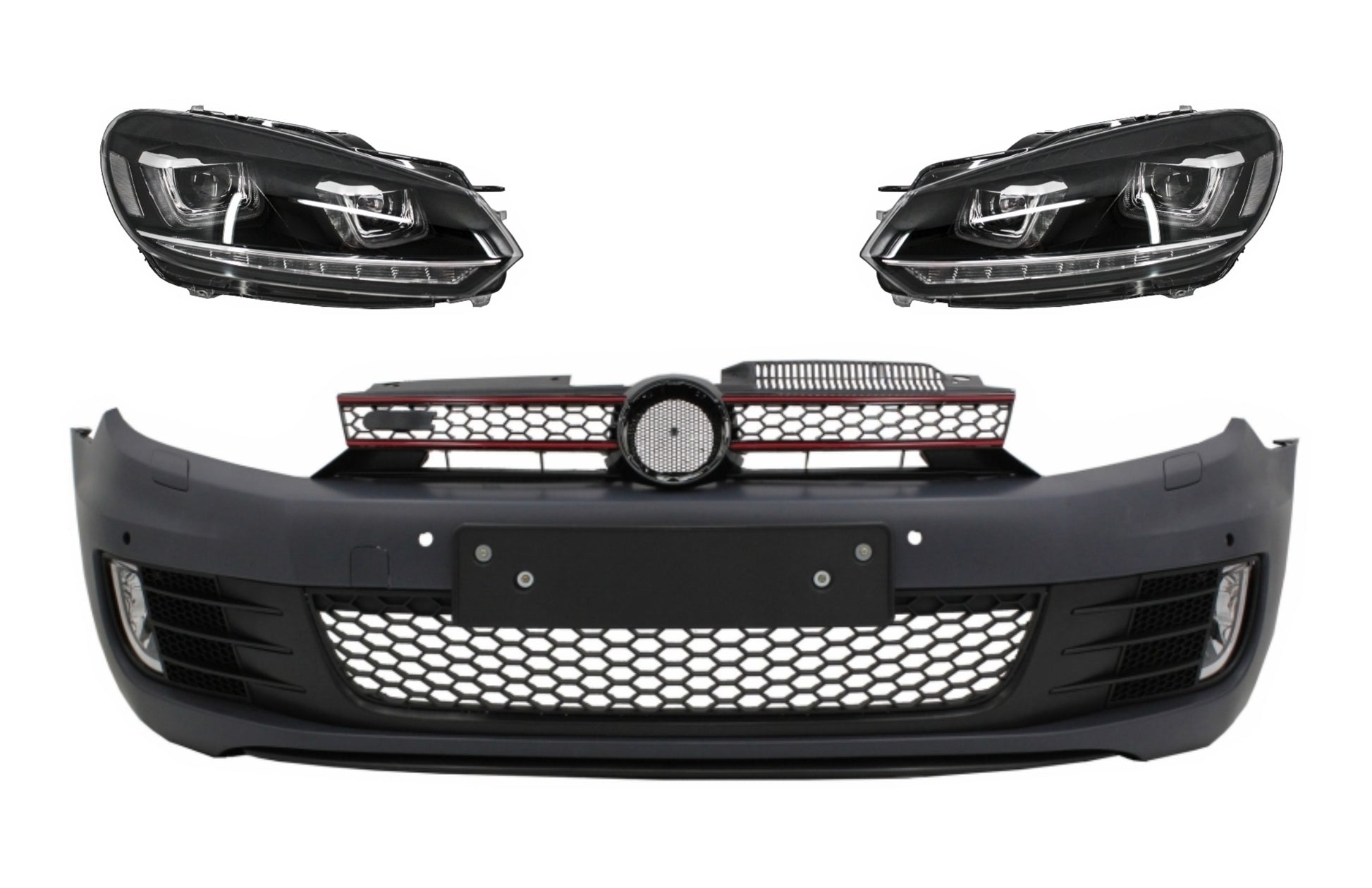 Stoßstange für VW Golf VI 6 08-13 GTI Look Scheinwerfer LED Fließend Licht Chrom CarPartsTuning