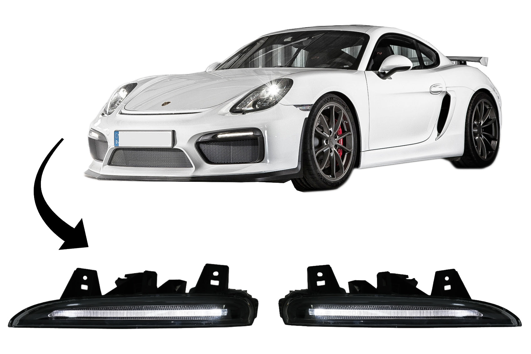 DRL LED Stoßstange für PORSCHE CAYMAN 981C BOXSTER 981 2013-2016 GT4 Look CarPartsTuning
