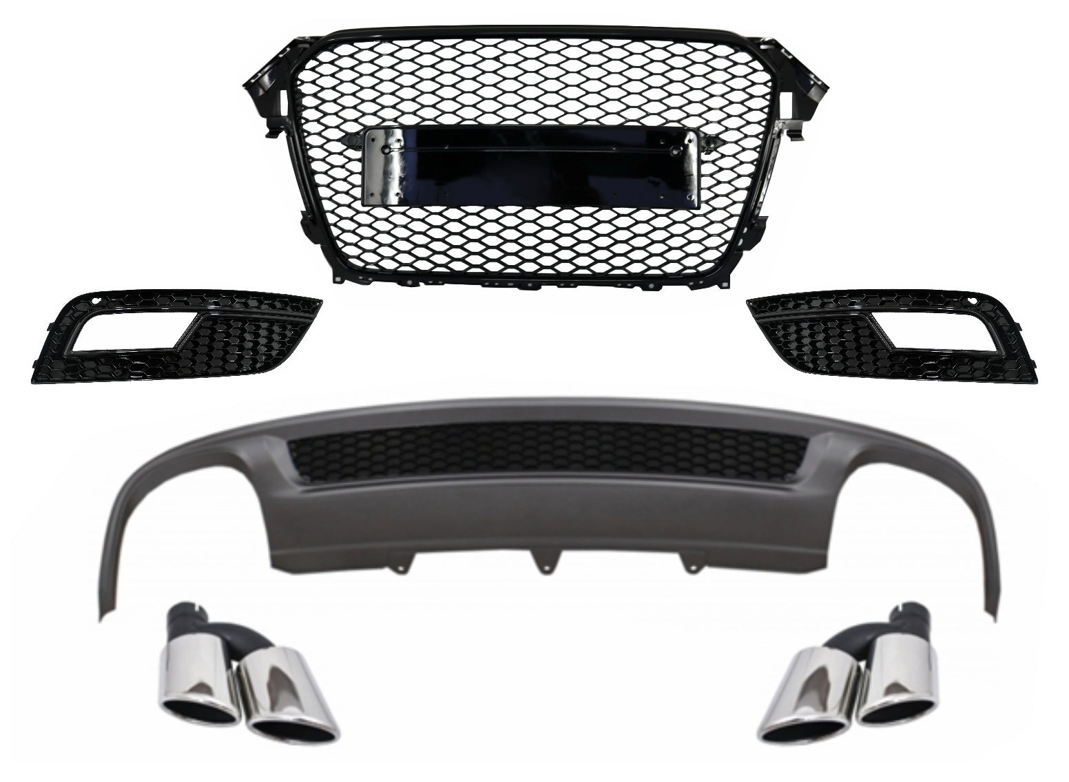 Stoßstangendiffusor für AUDI A4 B8 Facelift 12-15 Auspuffgitter NBL Abdeckungen CarPartsTuning