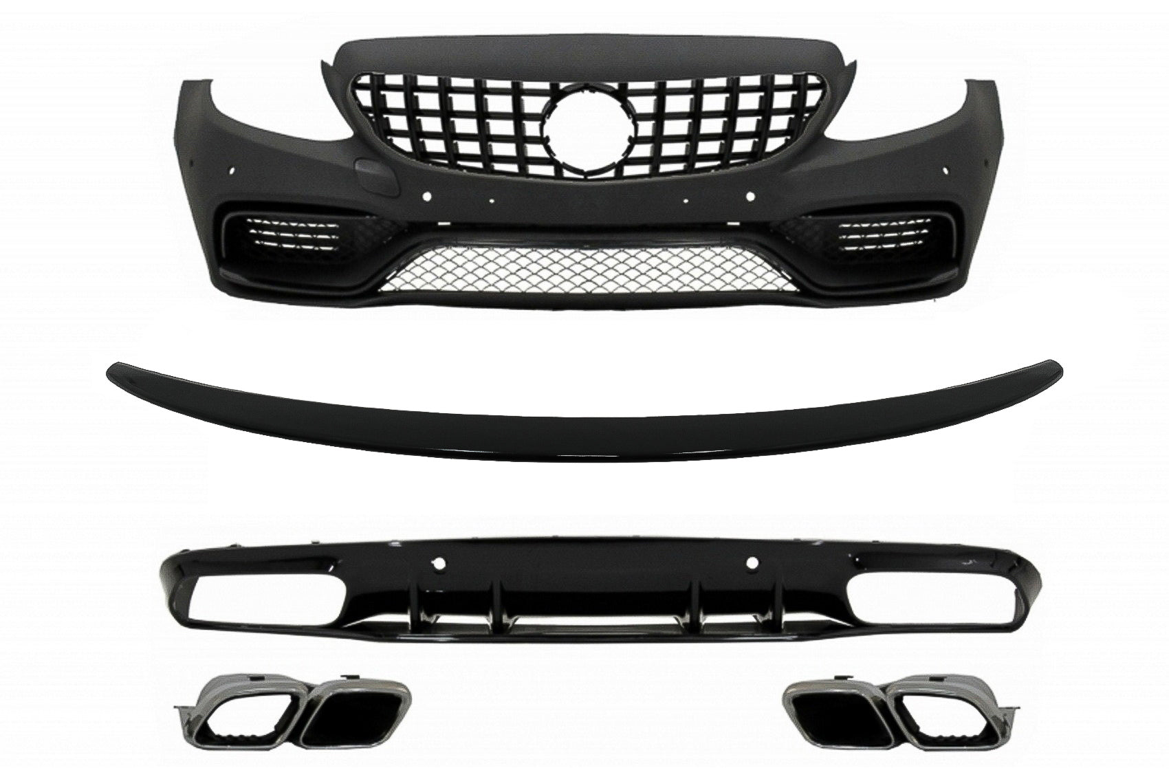 Stoßstange für Mercedes C-Klasse C205 A205 14-19 Kühlergrill Spoiler C63S Look CarPartsTuning