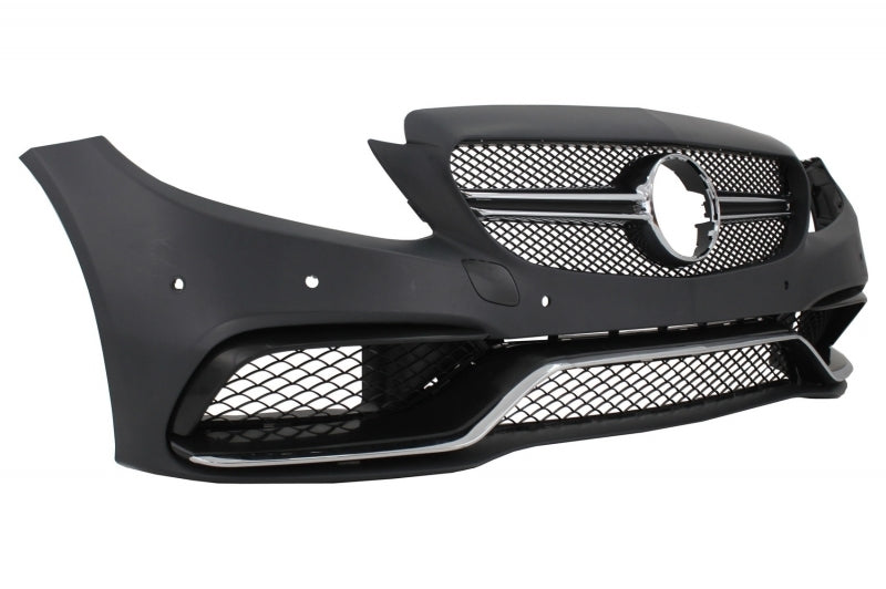 Stoßstange für Mercedes C C205 A205 14-19 C63S Design Silberne Spitzen Diffusor CarPartsTuning