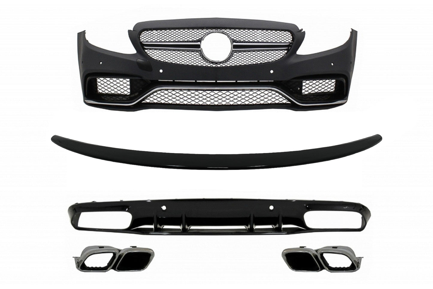 Stoßstange für Mercedes C C205 A205 2014-2019 Diffusor Tipps C63S Look Spoiler CarPartsTuning