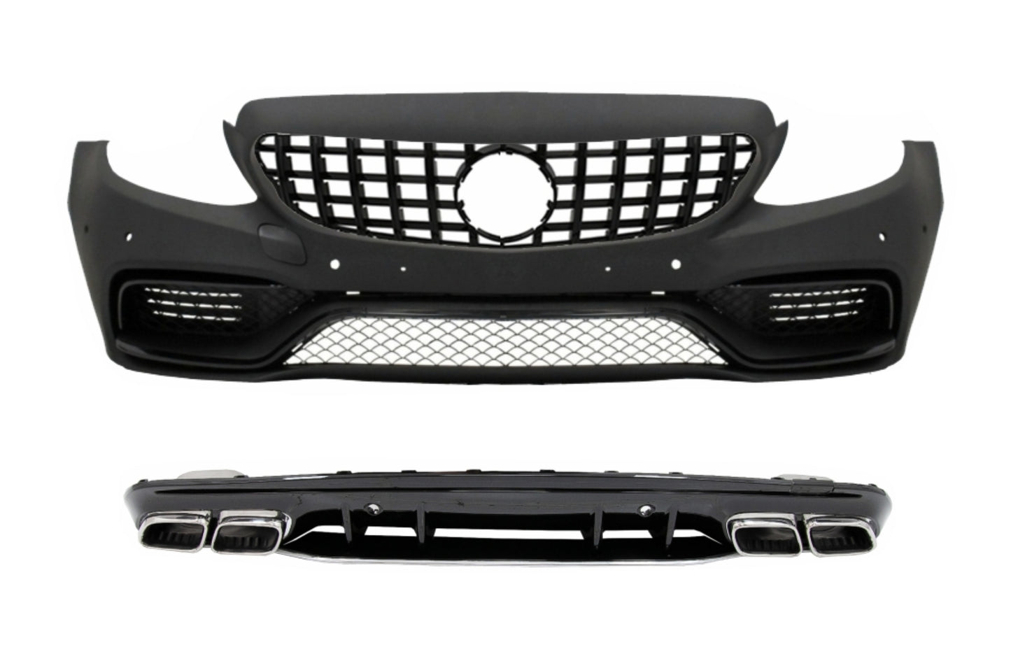 Stoßstange für Mercedes W205 S205 14-20 nur AMG Spot Line Gitter Diffusor Tipps CarPartsTuning