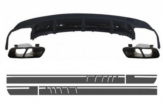 Diffusor Tipps Side-Aufkleber Dunkelgrau für Mercedes CLA W117 13-16 Sport Pack CarPartsTuning