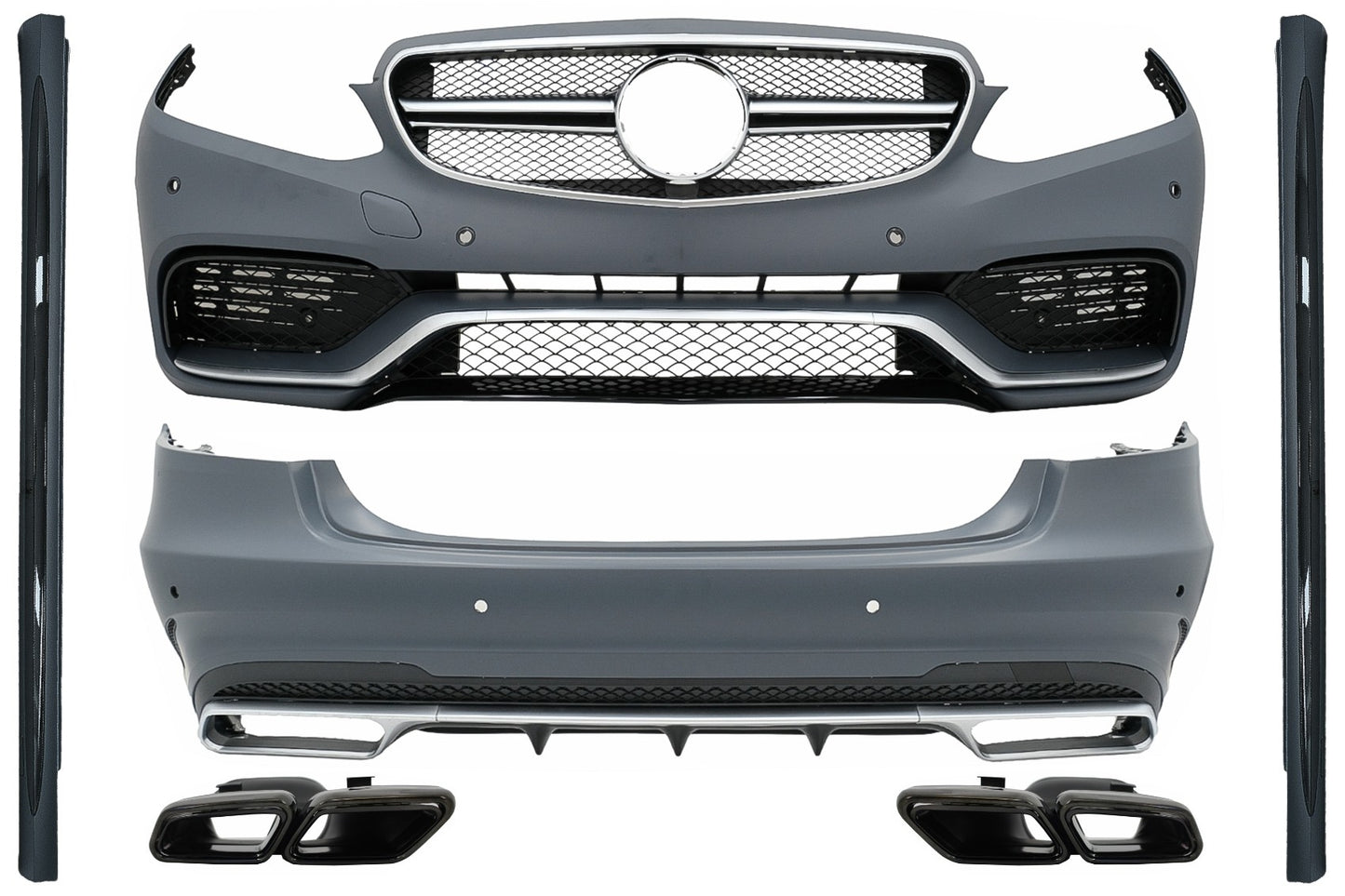 Bodykit für MERCEDES E W212 Facelift 2013-2016 E63 Look Schwarz Auspuff Tipps CarPartsTuning